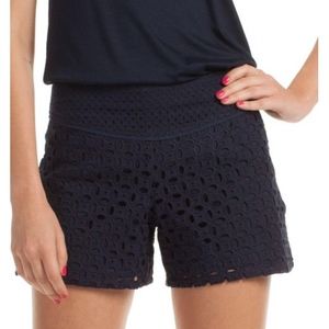 Trina Turk Navy Eyelet Union Flower Shorts